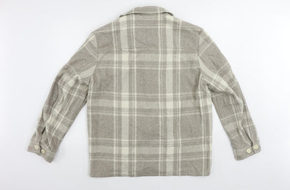 Arket Womens Grey Plaid Jacket Size 10 Button - Shacket