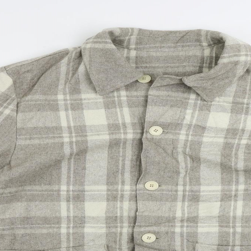 Arket Womens Grey Plaid Jacket Size 10 Button - Shacket