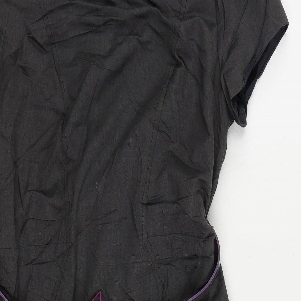 Autograph Womens Grey Viscose Pencil Dress Size 8 Boat Neck Zip - Belted