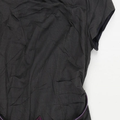 Autograph Womens Grey Viscose Pencil Dress Size 8 Boat Neck Zip - Belted