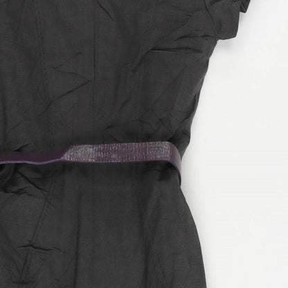 Autograph Womens Grey Viscose Pencil Dress Size 8 Boat Neck Zip - Belted