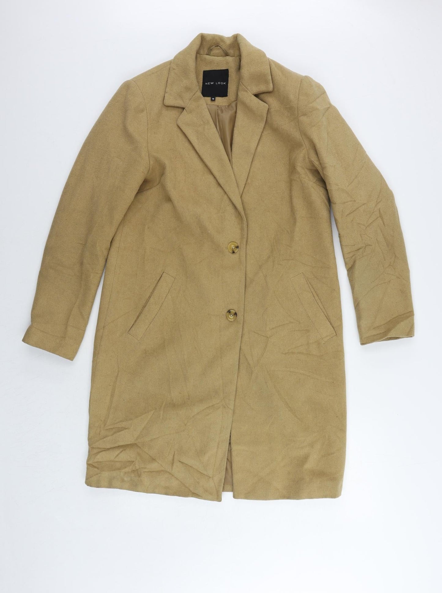 Womens UK Size 10 New Look Beige Overcoat