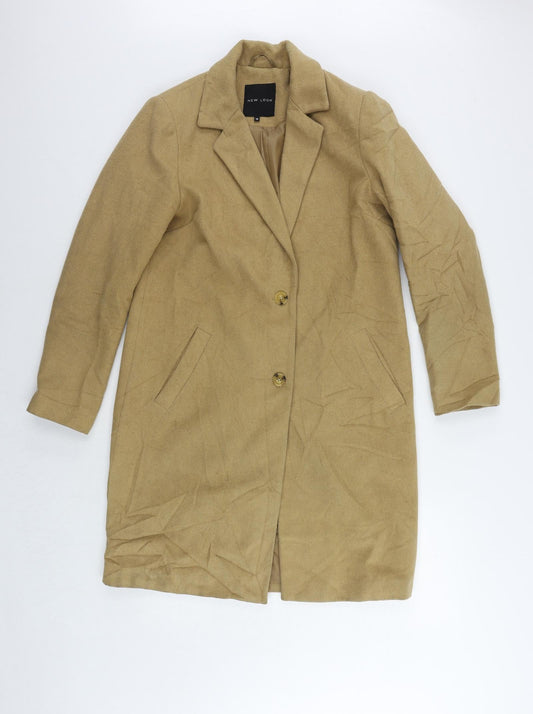 New Look Womens Beige Overcoat Coat Size 10 Button