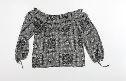 Womens UK Size 10 Apricot Black Basic Blouse