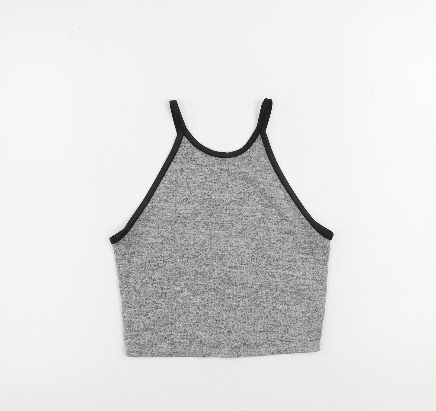 Miss Selfridge Womens Grey Polyester Cropped Tank Size 8 Round Neck