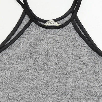 Miss Selfridge Womens Grey Polyester Cropped Tank Size 8 Round Neck