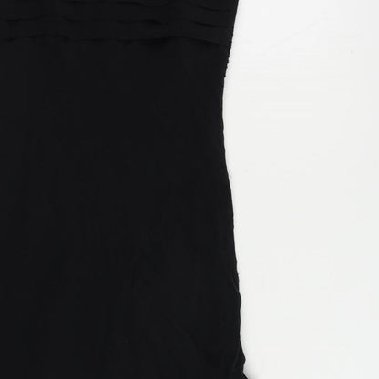 Kaliko Womens Black Silk Slip Dress Size 12 Square Neck Zip - Embellished