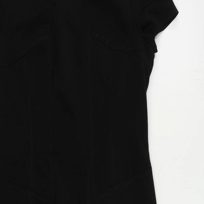 Marks and Spencer Womens Black Polyester Pencil Dress Size 14 Boat Neck Zip