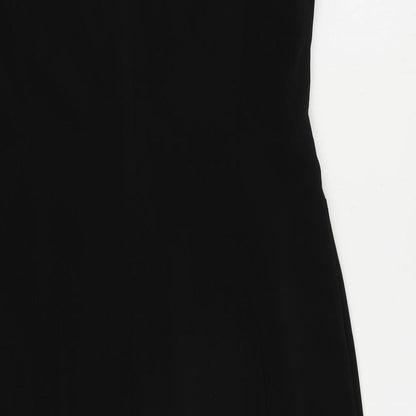 Marks and Spencer Womens Black Polyester Pencil Dress Size 14 Boat Neck Zip