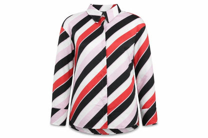Marks and Spencer Womens Multicoloured Striped Polyester Basic Button-Up Size 10 Collared