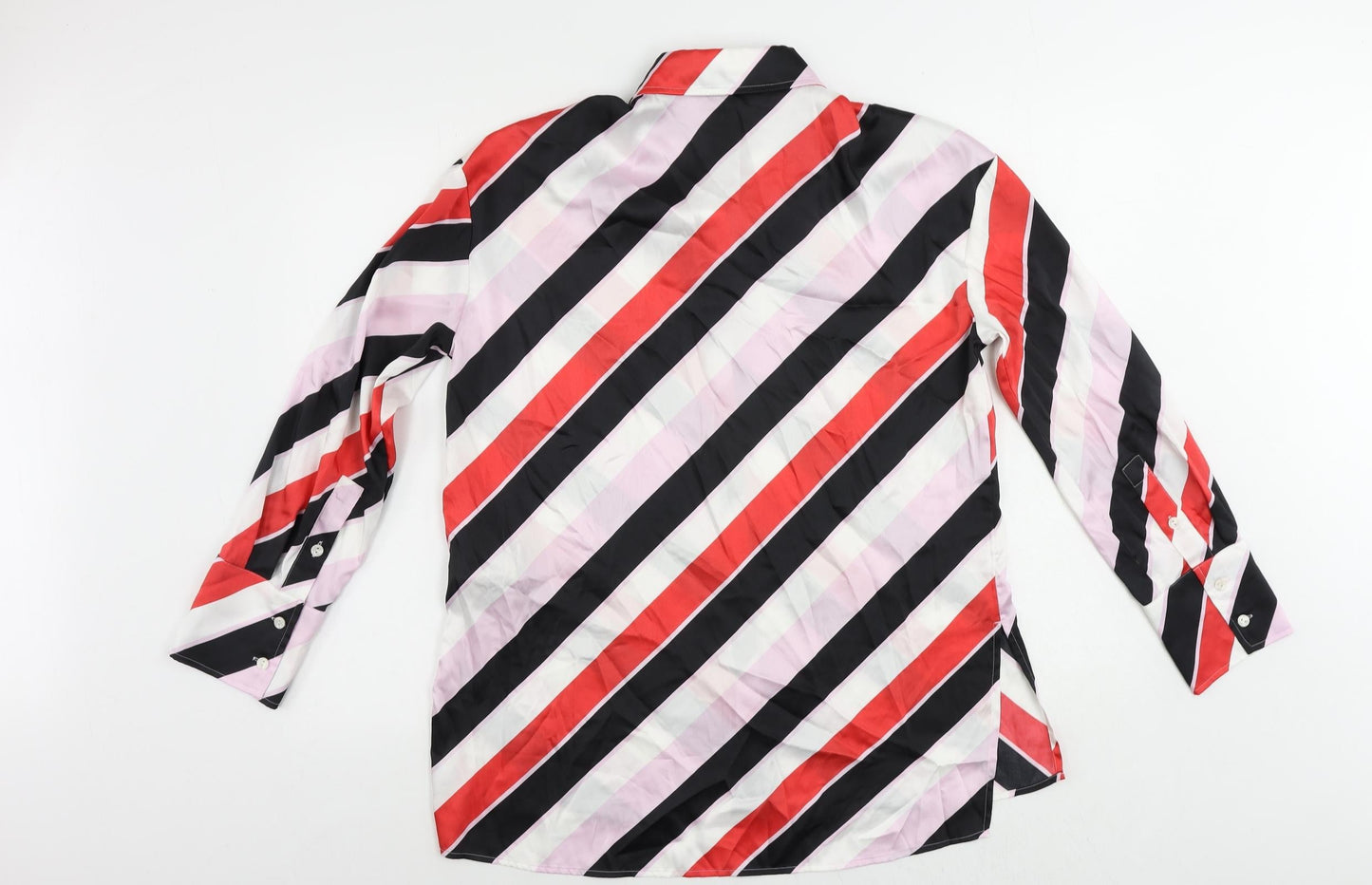 Marks and Spencer Womens Multicoloured Striped Polyester Basic Button-Up Size 10 Collared