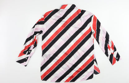 Marks and Spencer Womens Multicoloured Striped Polyester Basic Button-Up Size 10 Collared