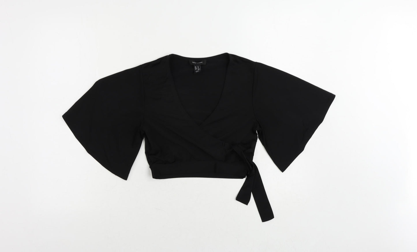 Womens UK Size 8 New Look Black Cropped Blouse