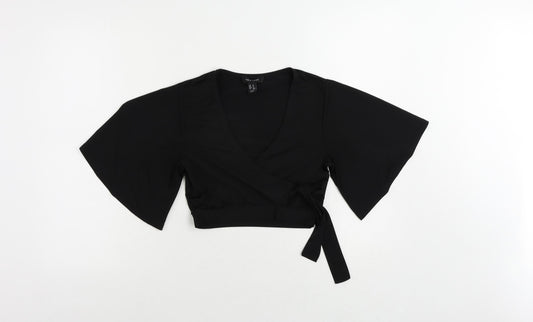 Womens UK Size 8 New Look Black Cropped Blouse