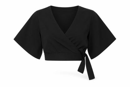 Womens UK Size 8 New Look Black Cropped Blouse