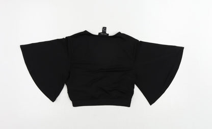 Womens UK Size 8 New Look Black Cropped Blouse