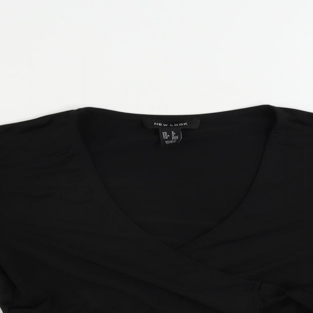 Womens UK Size 8 New Look Black Cropped Blouse