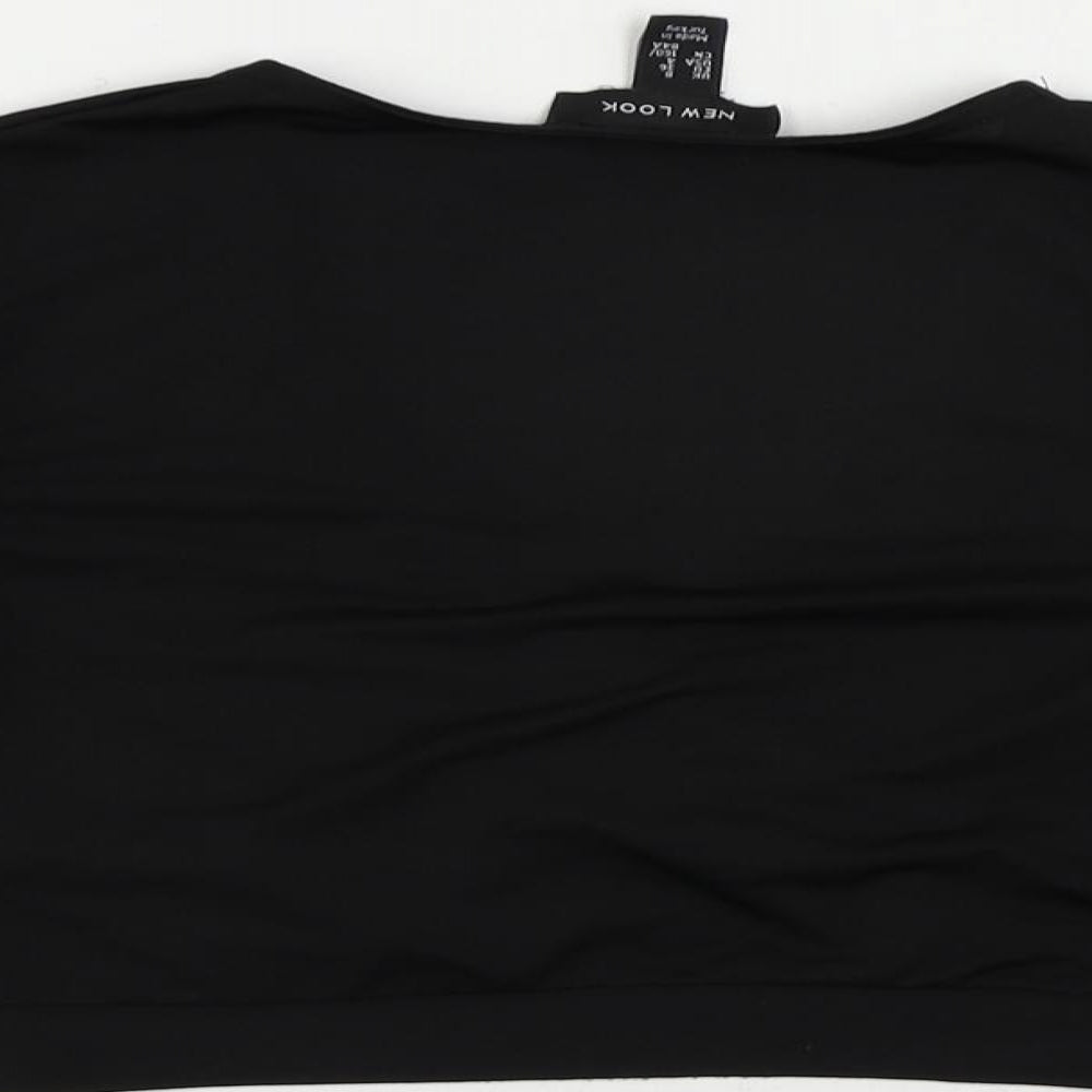 Womens UK Size 8 New Look Black Cropped Blouse