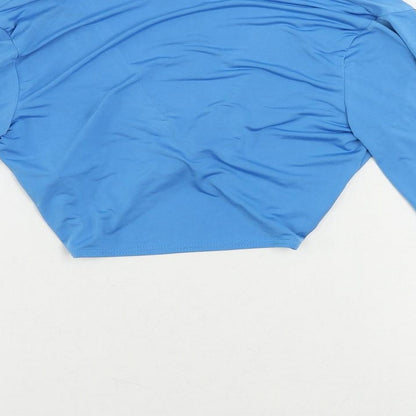 Boohoo Womens Black Polyester Cropped Button-Up Size 10 V-Neck