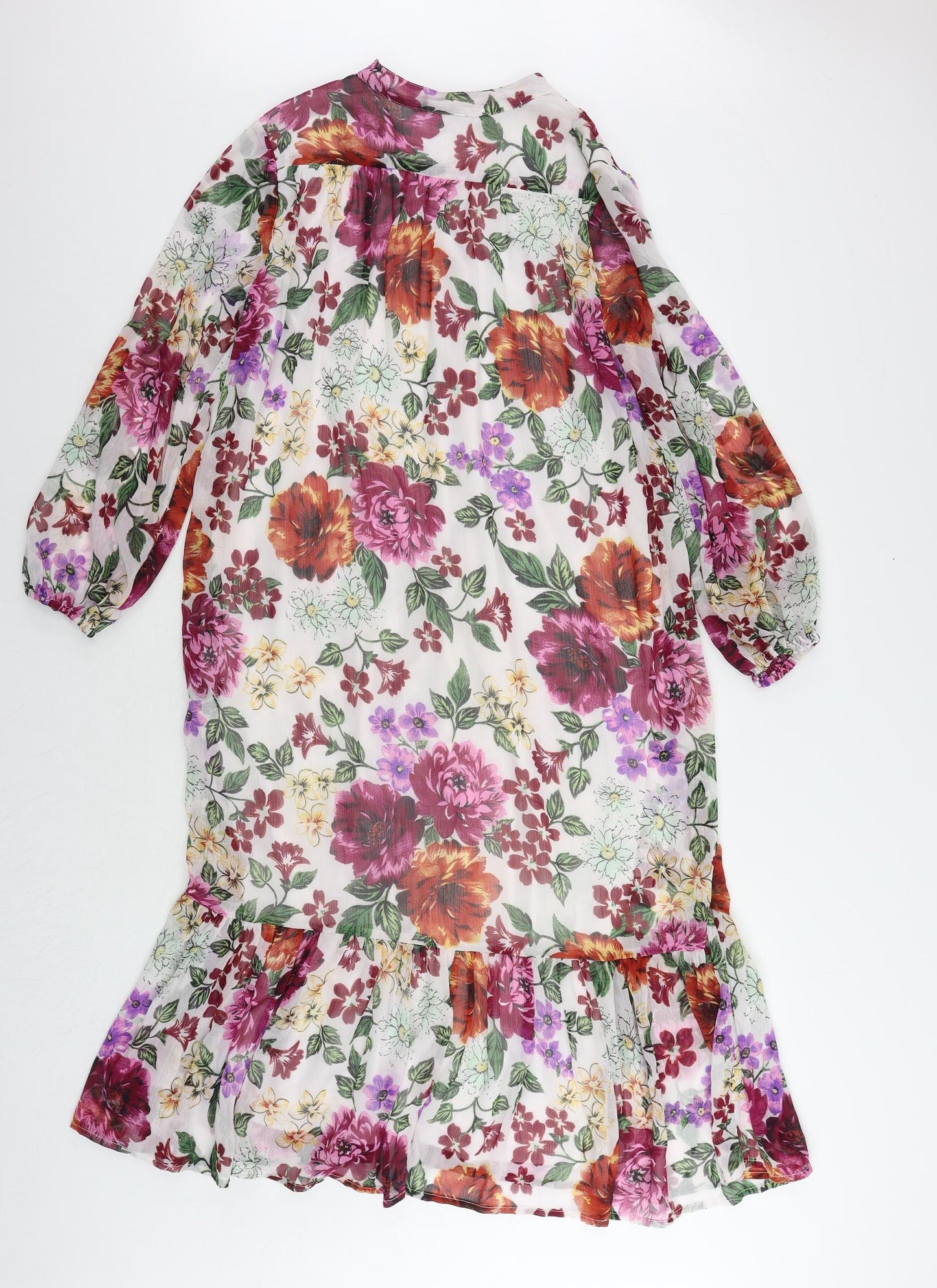 Max Womens Multicoloured Floral Polyester Sheath Size 8 V-Neck Button
