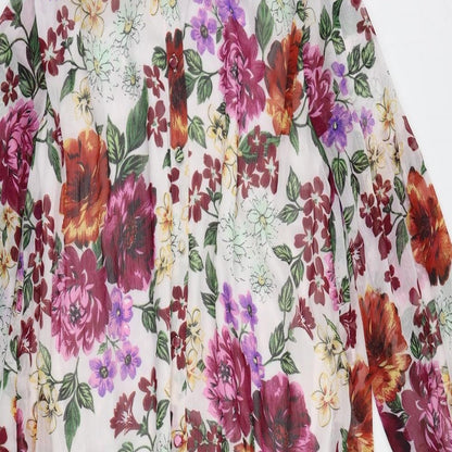 Max Womens Multicoloured Floral Polyester Sheath Size 8 V-Neck Button