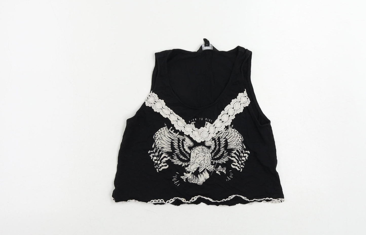 Womens UK Size 10 New Look Black Cropped Tank