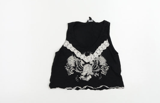 Womens UK Size 10 New Look Black Cropped Tank