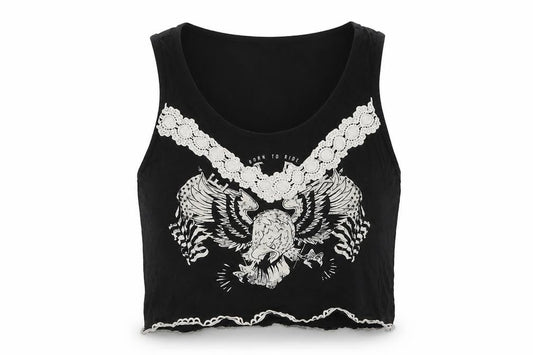 Womens UK Size 10 New Look Black Cropped Tank