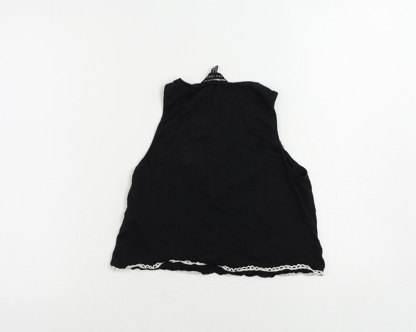 Womens UK Size 10 New Look Black Cropped Tank