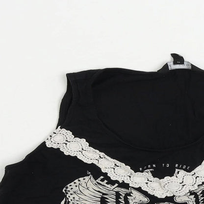 Womens UK Size 10 New Look Black Cropped Tank