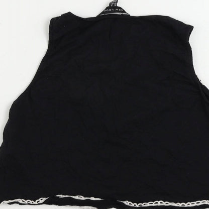 Womens UK Size 10 New Look Black Cropped Tank