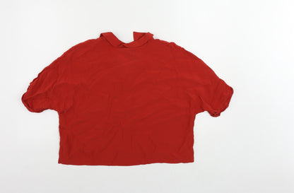 Womens UK Size 10 Topshop Red Basic Button-Up