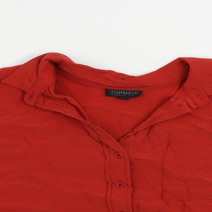 Womens UK Size 10 Topshop Red Basic Button-Up