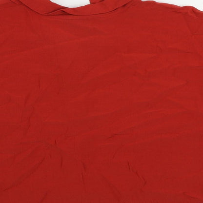 Womens UK Size 10 Topshop Red Basic Button-Up