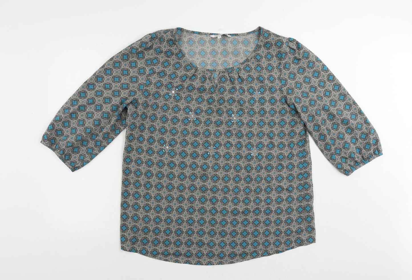 Womens UK Size 18 Debenhams Grey Basic Blouse