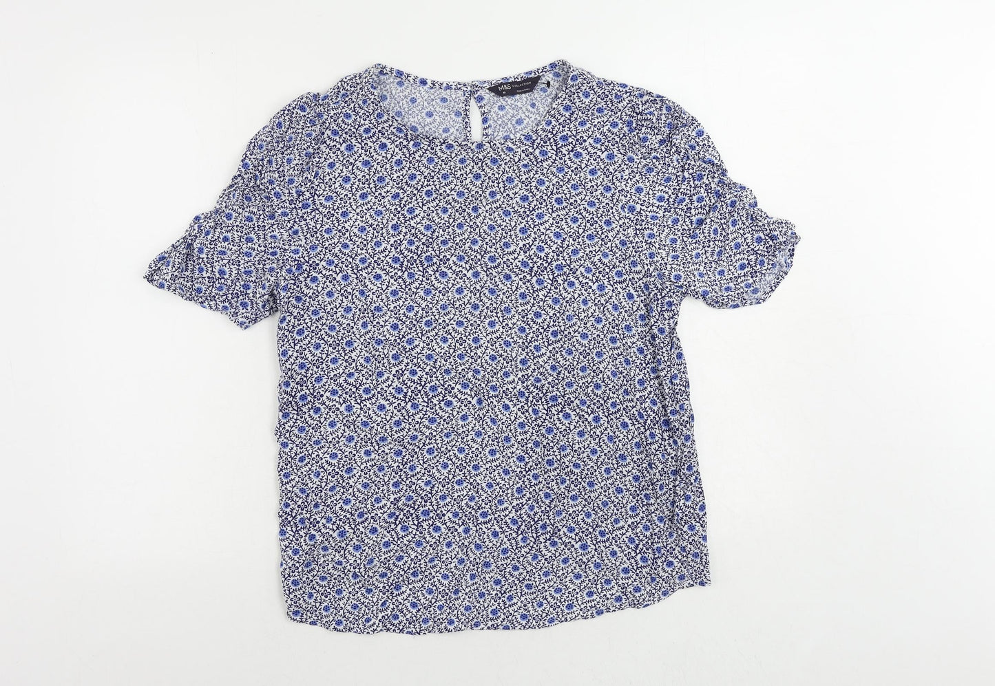 Womens UK Size 10 Marks and Spencer Blue Basic Blouse