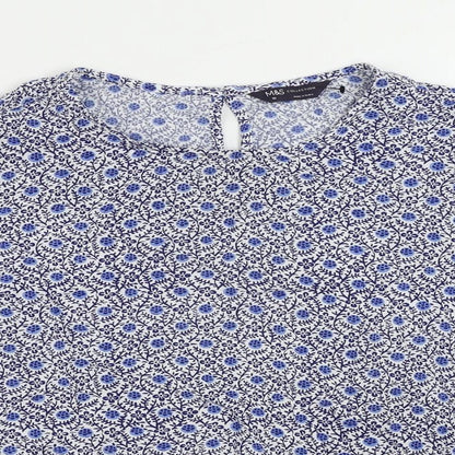 Womens UK Size 10 Marks and Spencer Blue Basic Blouse