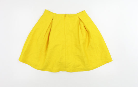 H&M Womens Yellow Polyester Mini Skirt Size 6 Zip