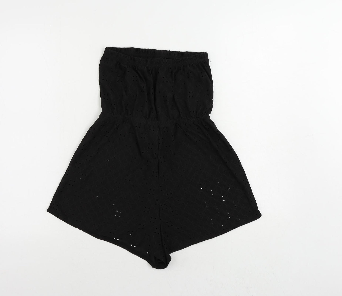 New Look Womens Black Polyester Playsuit One-Piece Size S Pullover - Broderie Anglaise