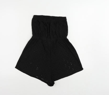 New Look Womens Black Polyester Playsuit One-Piece Size S Pullover - Broderie Anglaise