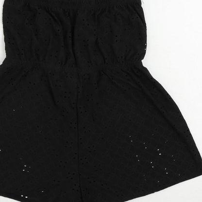 New Look Womens Black Polyester Playsuit One-Piece Size S Pullover - Broderie Anglaise