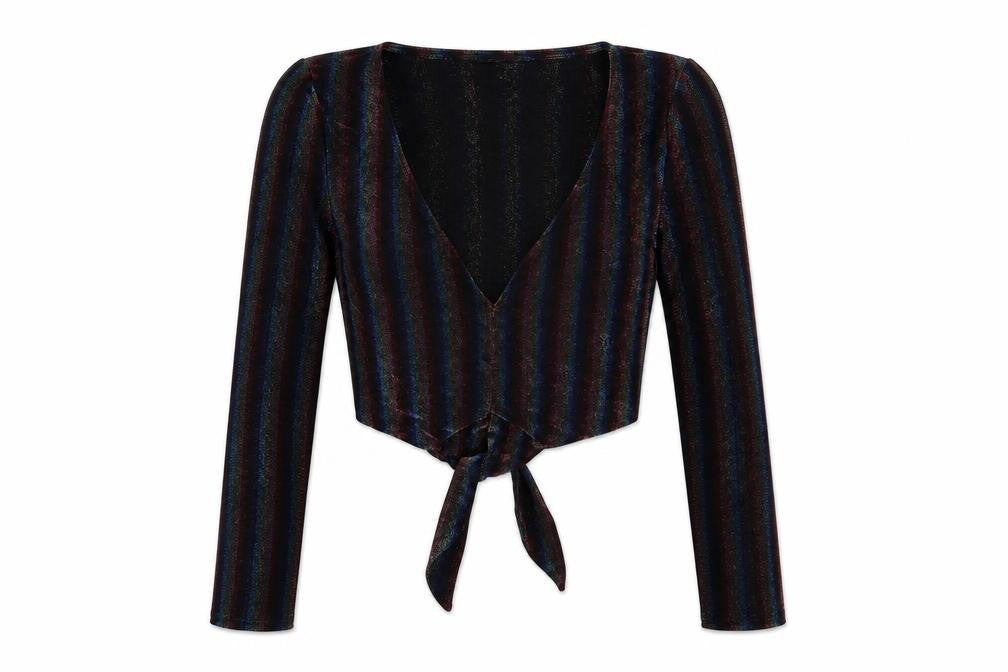 Womens UK Size 8 Miss Selfridge Black Cropped Blouse