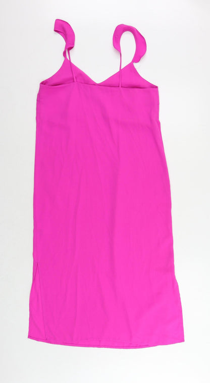 New Look Womens Pink Polyester Sheath Size 8 V-Neck
