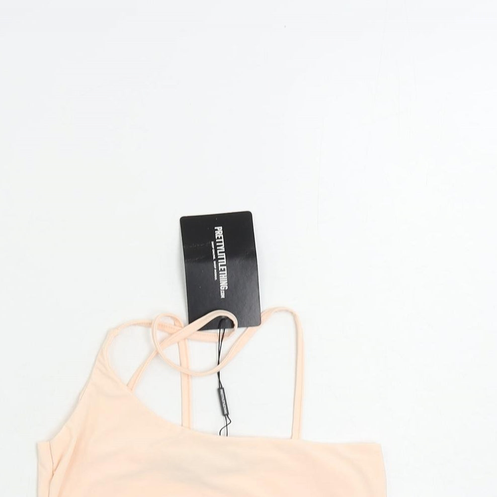 Womens UK Size 10 PRETTYLITTLETHING Pink Cropped Tank