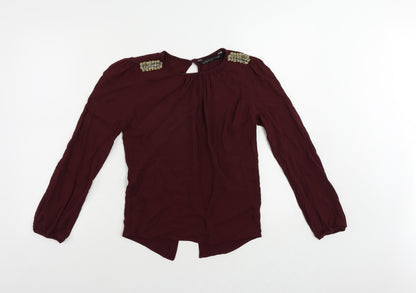 Womens UK Size XS Zara Purple Basic Blouse