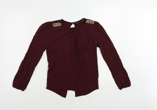 Womens UK Size XS Zara Purple Basic Blouse