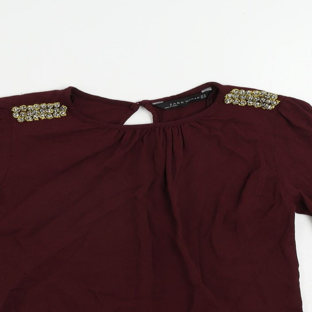 Womens UK Size XS Zara Purple Basic Blouse