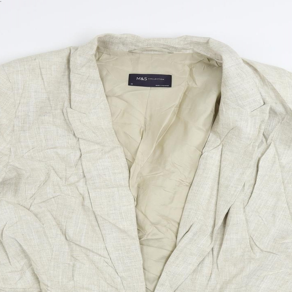 Marks and Spencer Womens Beige Jacket Blazer Size 18 - Ruched Sleeve