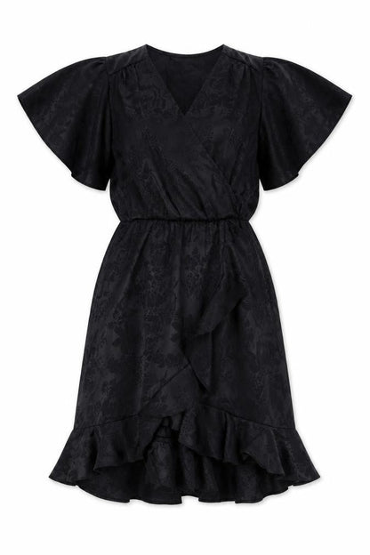 New Look Womens Black Floral Polyester A-Line Size 10 V-Neck Pullover