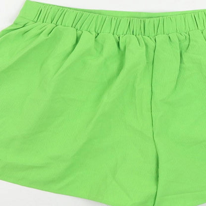 Della Mel Womens Green Polyester Basic Shorts Size L L4 in Regular - Elastic Waist